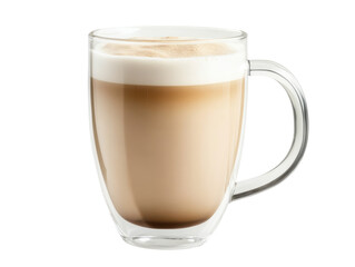 Glass mug with layered coffee drink isolated on a transparent background latte beverage