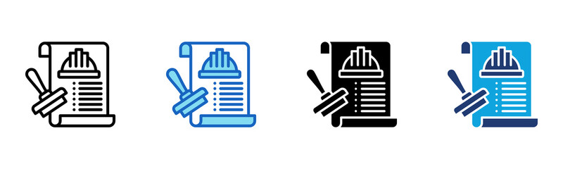 Work Permit icon Multi Style Vector Illustration