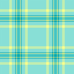 Vibrant, seamless plaid pattern in shades of teal and yellow. Ideal for backgrounds, textiles, or designs requiring a fresh, modern, and repeating geometric motif.