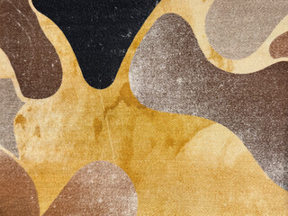Close up of random illustration design with abstract curves and irregular shapes. In mix of yellow,...