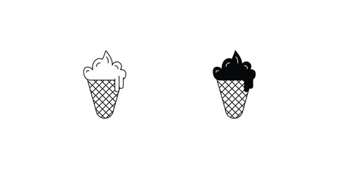 ice cream cone set icon with white background vector stock illustration
