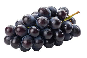 Fototapeta premium Bunch of black grapes isolated on transparent background for fruit and food projects