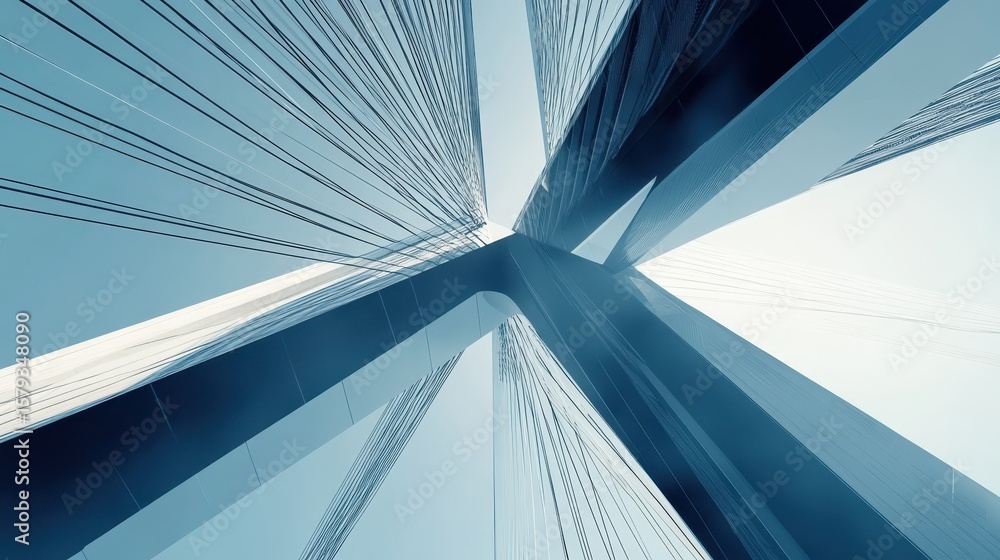 Poster modern bridge design in digital render with unique structural concept