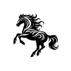 Tribal Horse Design – Rearing Stallion Silhouette in Black In
