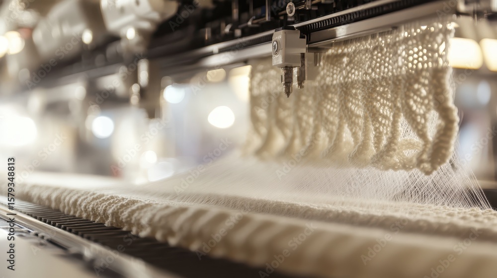 Poster advanced digital knitting machine producing seamless custom fabrics