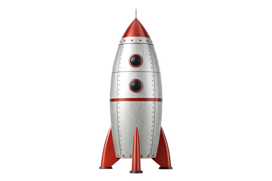 Vintage space rocket isolated on transparent background ideal for retro sci-fi design elements