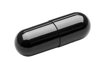 A black capsule isolated on transparent background for pharmaceutical or medical designs