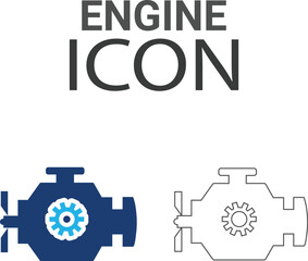 Engine Line art icons, such as turbocharger diagnostics, fuel injector, turbine, spark plug, and more. Vector illustration. Easily changes to any color.