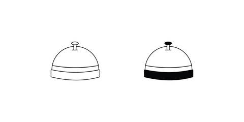 reception desk bell set icon with white background vector stock illustration