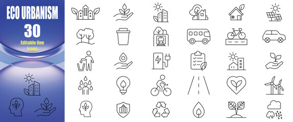eco urbanism icon set vector