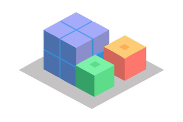Isometric Pastel Cubes Building Blocks Icon vector