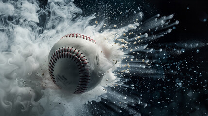 baseball on black background