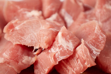 raw pork chopped meat closeup