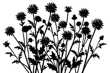 Vector art of silhouette of  set of flowers