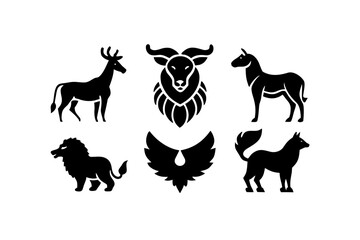 Vector art of silhouette of  animals  set bundle 