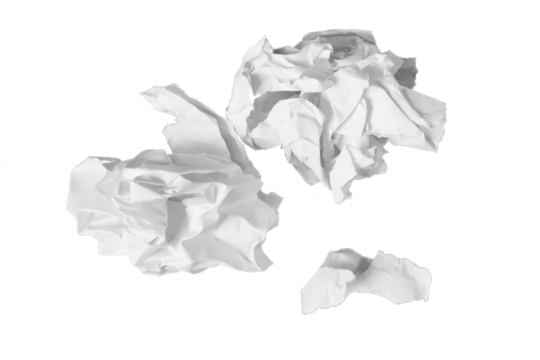 crumpled paper balls isolated on white or transparent png