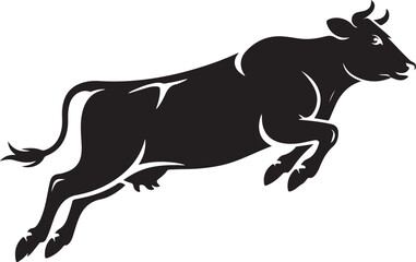 Obraz premium Charging Bull Silhouette Vector Illustration for Stock Market Symbolism