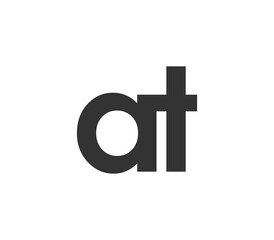 AT creative geometric initial based modern and minimal logo. Letter a t trendy fonts.