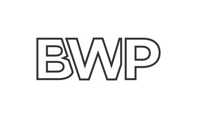 BWP logo design template with strong and modern bold text. Initial based vector logotype featuring simple and minimal typography. Trendy company identity.