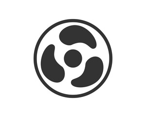 Fototapeta premium Abstract design. Minimalist graphic with circular shape and three curved forms. Great for logo, icon, or symbol use. Could represent flow, motion, or connection.