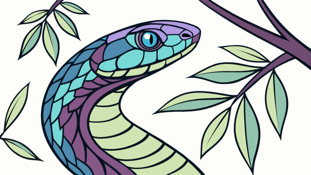Colorful snake illustration vector drawing reptile serpent wildlife nature animal design graphic art image