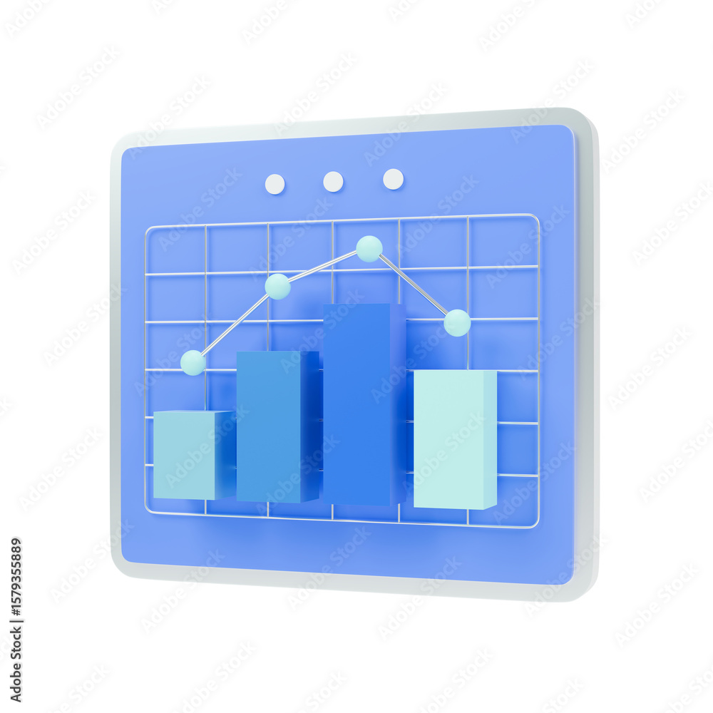 Poster 3d icon of digital data analytics symbolizing business expansion.
