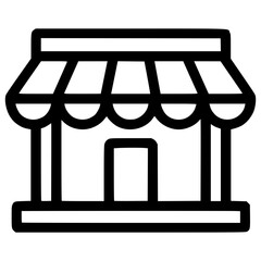 Stylized vector icon depicting a small shop with awning