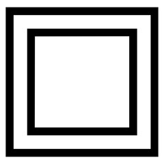 Black and white vector icon of a square design with bold outlines