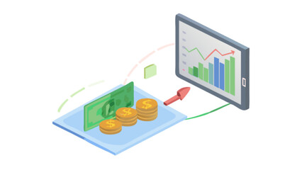 Financial growth and investment strategies isometric illustration for business success and planning