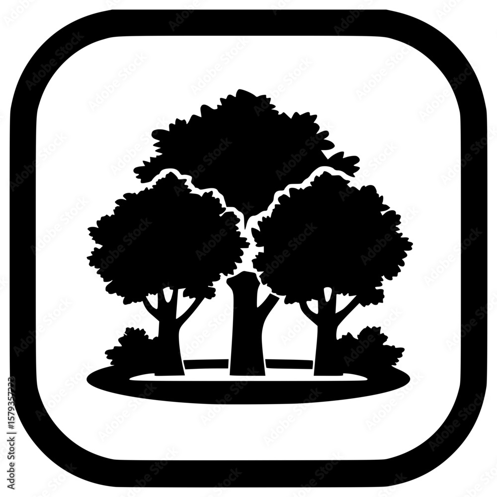 Poster circular tree icon for nature and environment themes