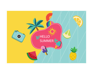 Vibrant Summer Scene with Tropical Elements