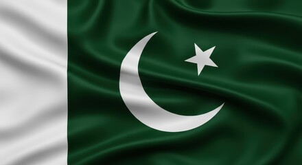 Pakistani flag waving in the wind isolated PNG with Transparent Background