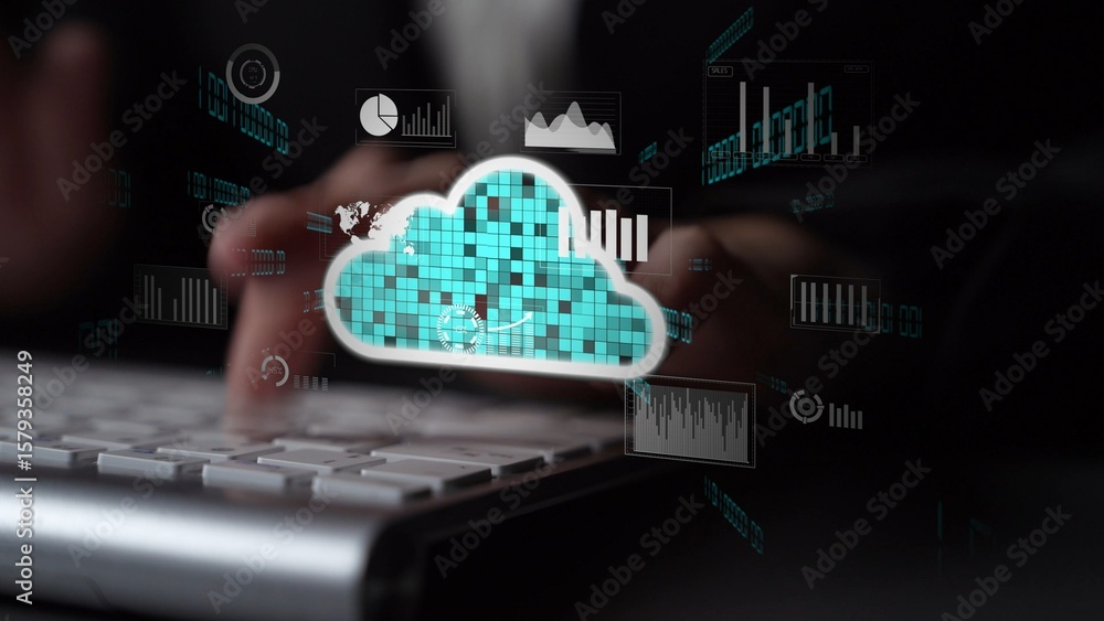 Poster cloud computing, cloud strategy, and cloud technology transforming digital infrastructure with scala