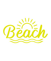 Beach typography clip art design on plain white transparent isolated background for card, shirt, hoodie, sweatshirt, apparel, tag, mug, icon, poster or badge