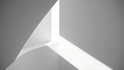 An abstract geometric structure with clean lines and striking shadows.