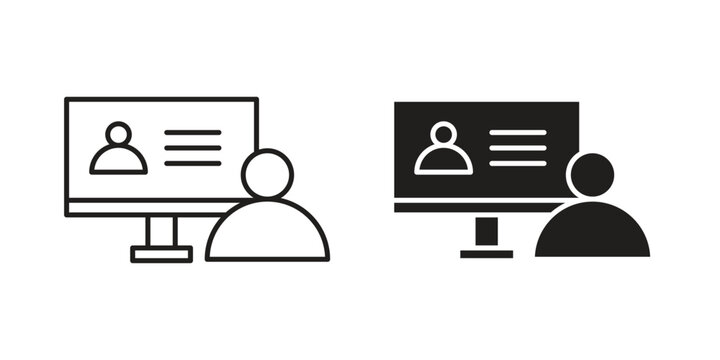 Online course icons in trendy linear style vector. Vector illustration