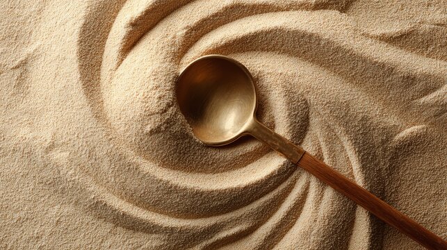 Overhead image of scoop resting on a heap of dry active yeast