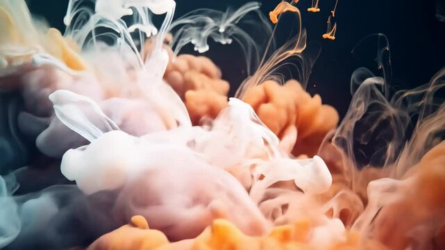 Swirling multicolored smoke creates abstract art beautiful plumes dark background captivating colorful