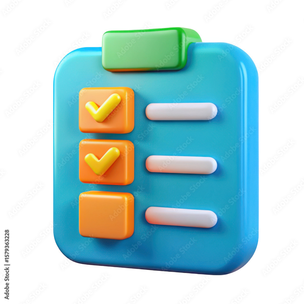 Poster 3d checklist icon isolated on transparent background
