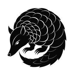 Pangolin Curled Up Silhouette Vector Icon