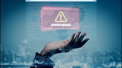 Cybersecurity defense and system protection from hackers, secure digital systems, cyberattack...