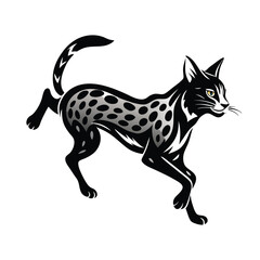 Serval Cat Pouncing Silhouette Vector Icon