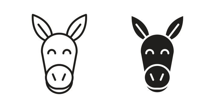 Donkey icons in trendy linear style vector. Vector illustration