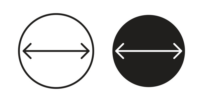 Diameter icons in trendy linear style vector. Vector illustration