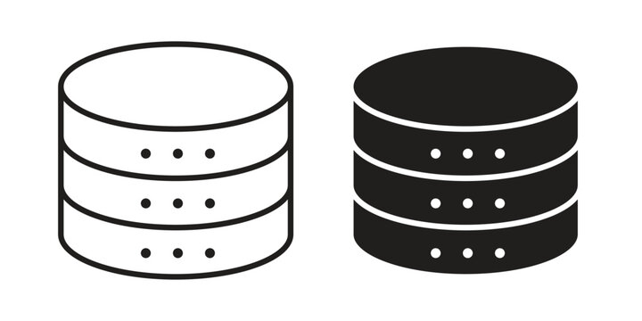 Cylinder database icons in trendy linear style vector. Vector illustration