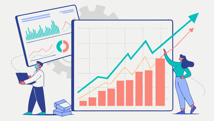 Business growth chart analysis and financial data visualization for success and market trend analysis