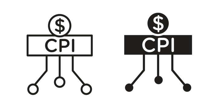 Consumer prices index icons in trendy linear style vector. Vector illustration