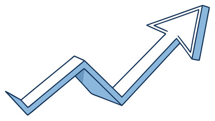 Stock market growth arrow pointing up showing financial success and business improvement symbol design vector
