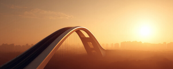 Architectural marvel A modern bridge bathed in the golden light of sunrisesunset evokes progress, connectivity and urban development. Ideal for business, travel  innovation.