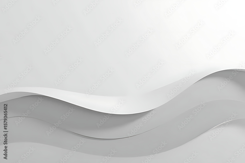 Poster abstract white wavy paper layers with shadows creating a minimalist design for backgrounds and graph